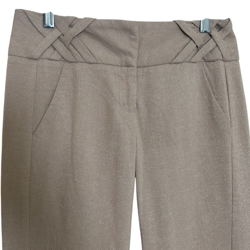 Vintage bebe Pants Made USA Size 2 Taupe Metallic Shimmer Straight Leg Y2K - Picture 4 of 11